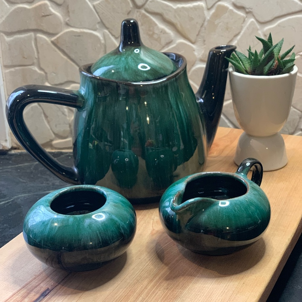 BLUE MOUNTAIN POTTERY | Set of 3 | Vintage Teapot, Cream and Sugar